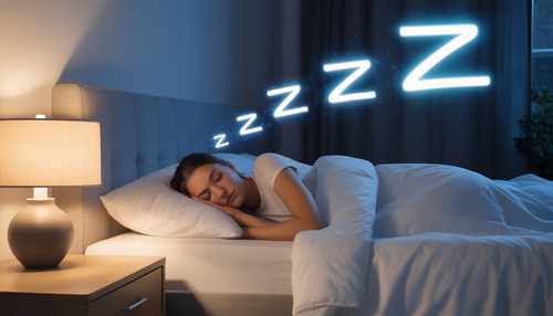 A person sleeping peacefully, emphasizing sleep's role in recovery.