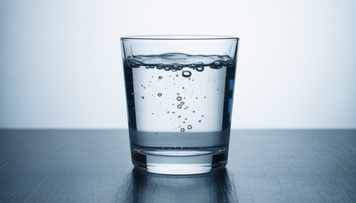 A glass of water with visible oxygen bubbles, illustrating oxygen-rich hydration for energy enhancement.